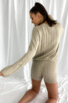 Low Key Cable Knit Sweater Shorts | Tan - We’re About That