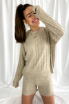Low Key Cable Knit Sweater Shorts | Tan - We’re About That