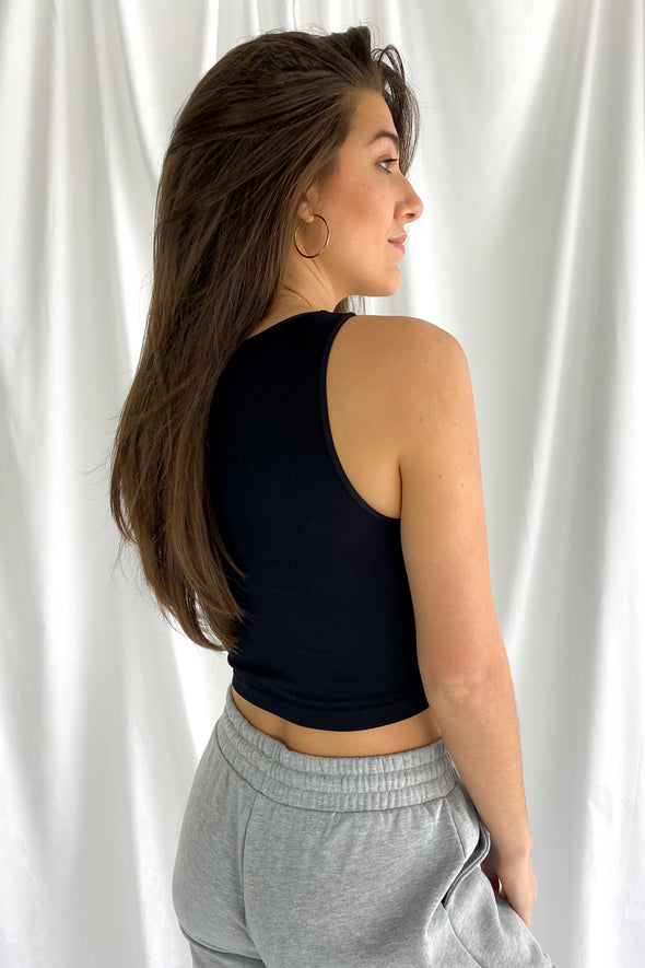 East Coast Seamless High Neck Crop Top | Black - We’re About That