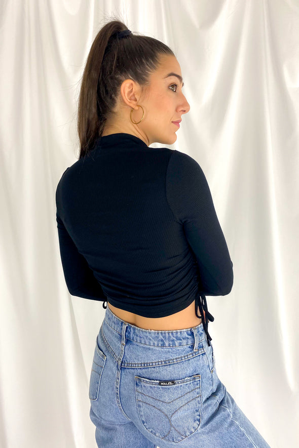 Into You Front Cut Out Crop Top | Black - We’re About That