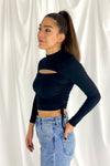 Into You Front Cut Out Crop Top | Black - We’re About That