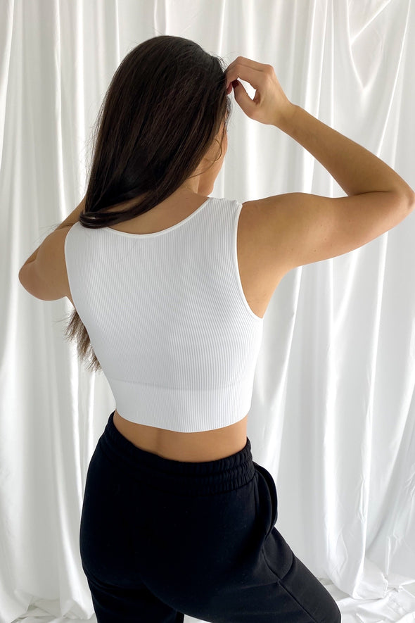 Sweet Thing V Neck Seamless Crop Top | White - We’re About That