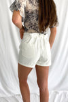 Sarah Denim Paperbag Shorts | White - We’re About That