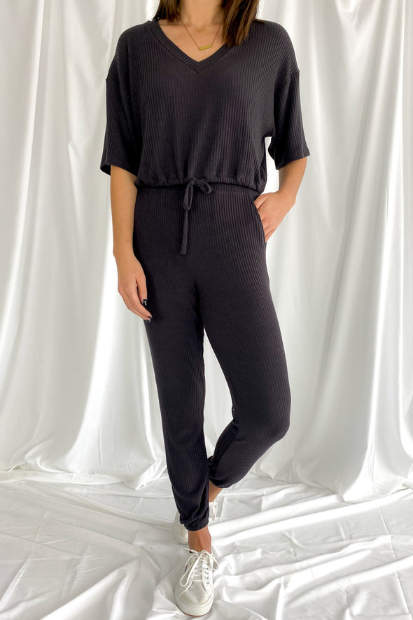 Be Cozy Ribbed Knit Set | Charcoal - We’re About That