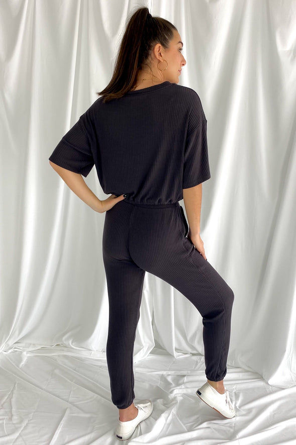 Be Cozy Ribbed Knit Set | Charcoal - We’re About That