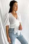 All Yours Eyelet Wrap Top | White - We’re About That