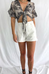 Sarah Denim Paperbag Shorts | White - We’re About That